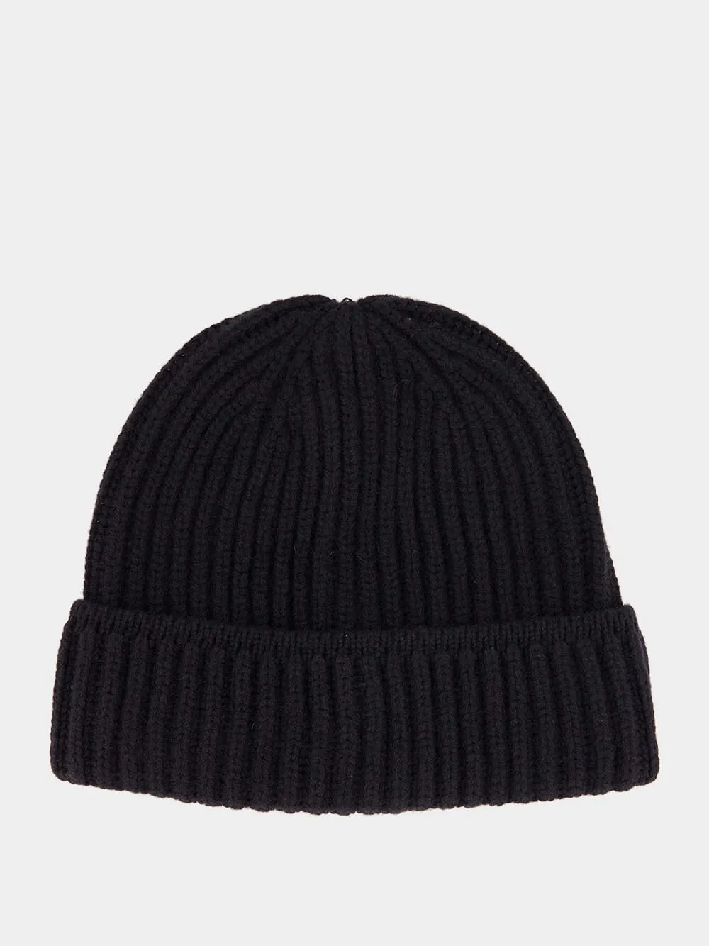 Black Ribbed Cashmere Beanie sold by Fashion Clinic