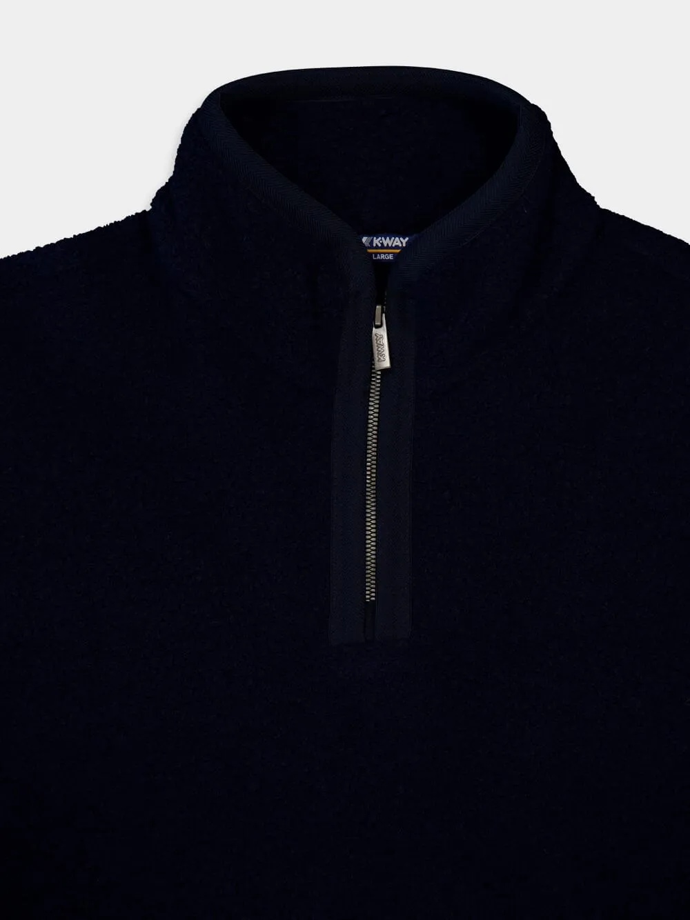 Navy Zipped Wool Fleece Jacket sold by Fashion Clinic product image thumbnail 3