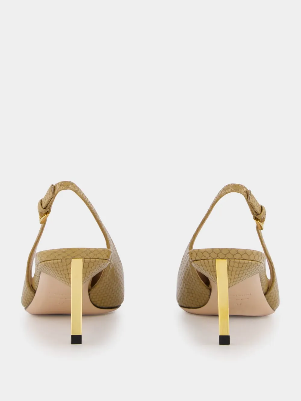 Beige Python Glossy Slingback Pumps sold by Fashion Clinic product image thumbnail 5