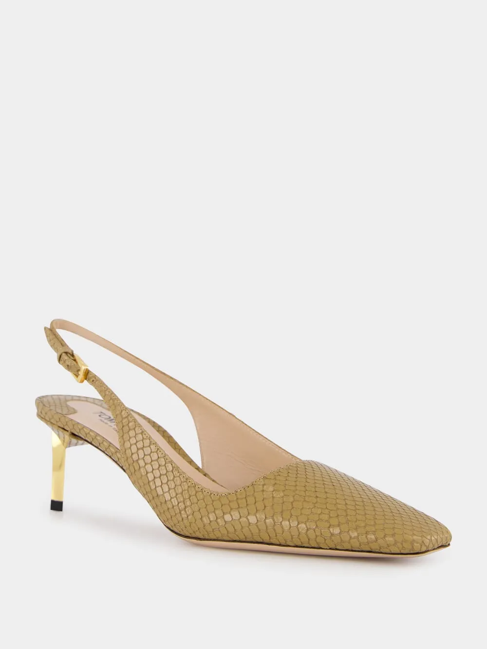 Beige Python Glossy Slingback Pumps sold by Fashion Clinic product image thumbnail 2