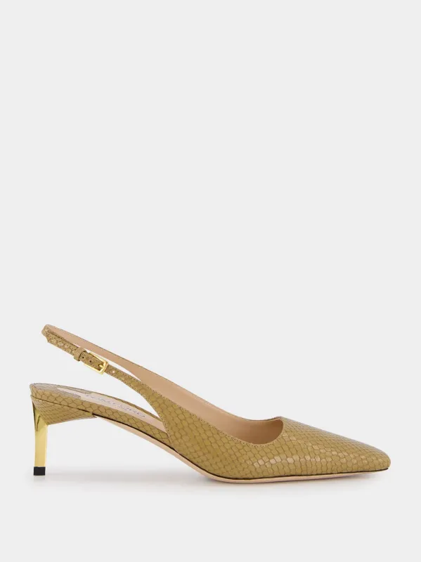 Beige Python Glossy Slingback Pumps sold by Fashion Clinic