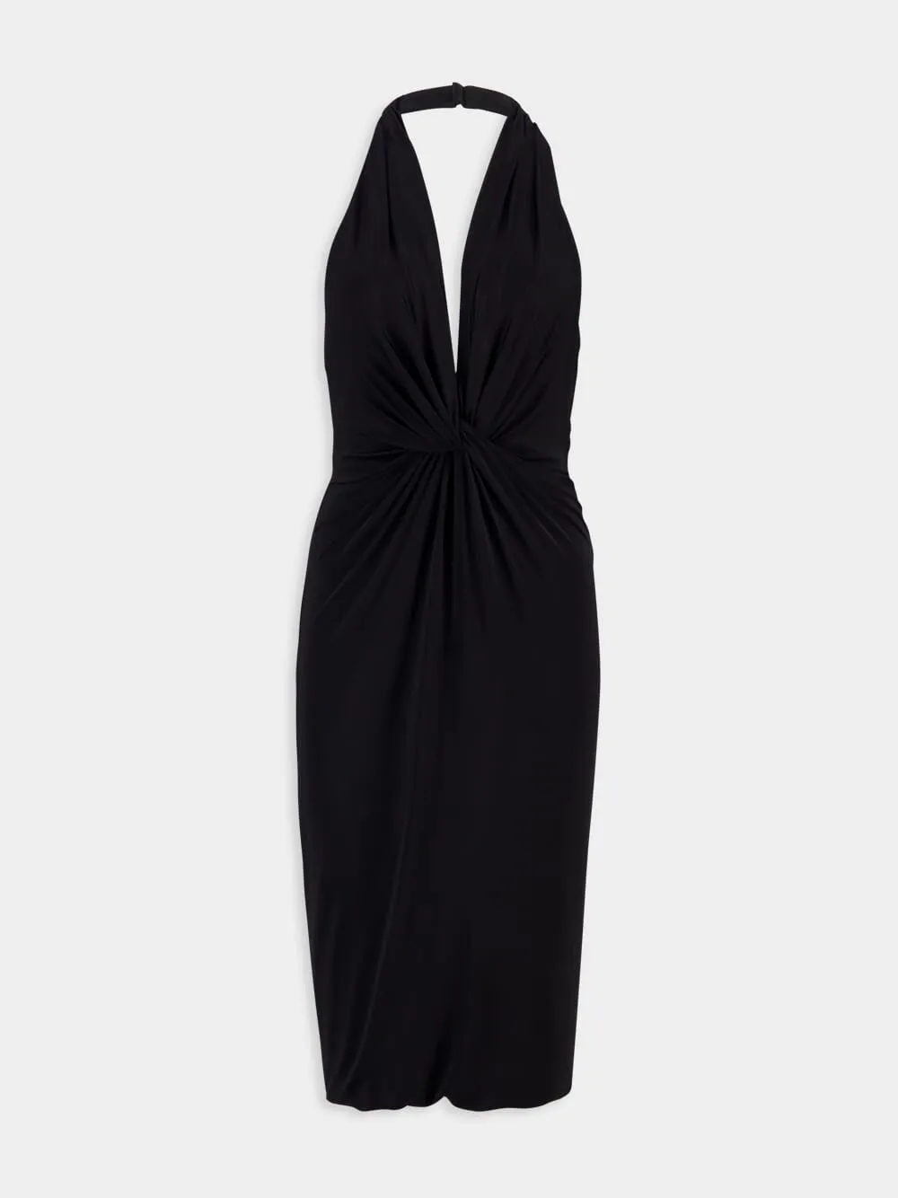 Black Halterneck Midi Dress sold by Fashion Clinic