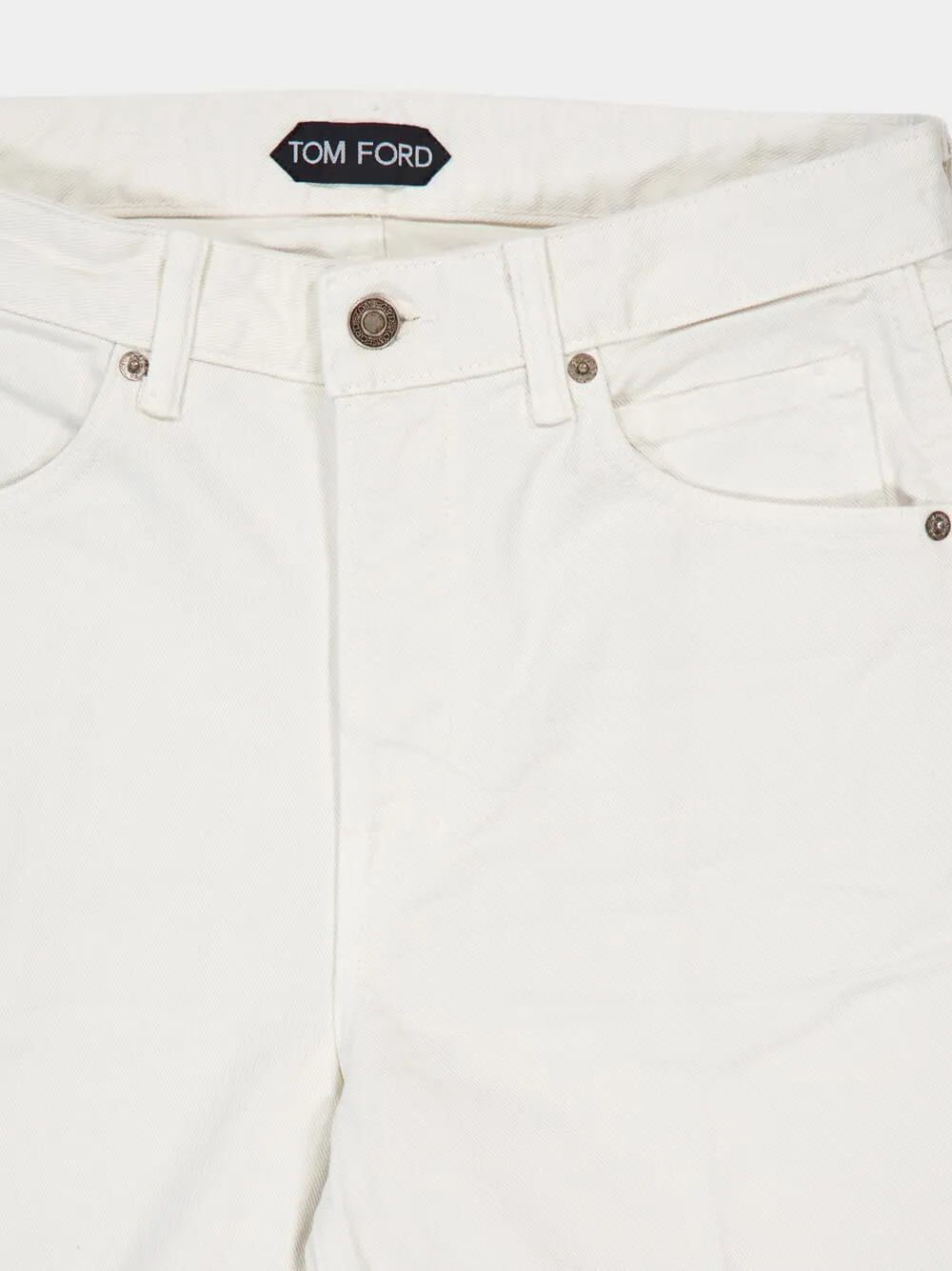 White Stretch Twill Denim Flare Pants sold by Fashion Clinic product image thumbnail 3