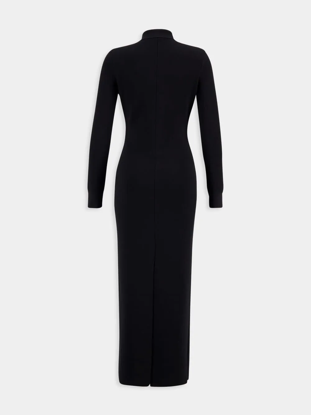Black Full Needle Stretch Wool Polo Maxi Dress sold by Fashion Clinic product image thumbnail 3
