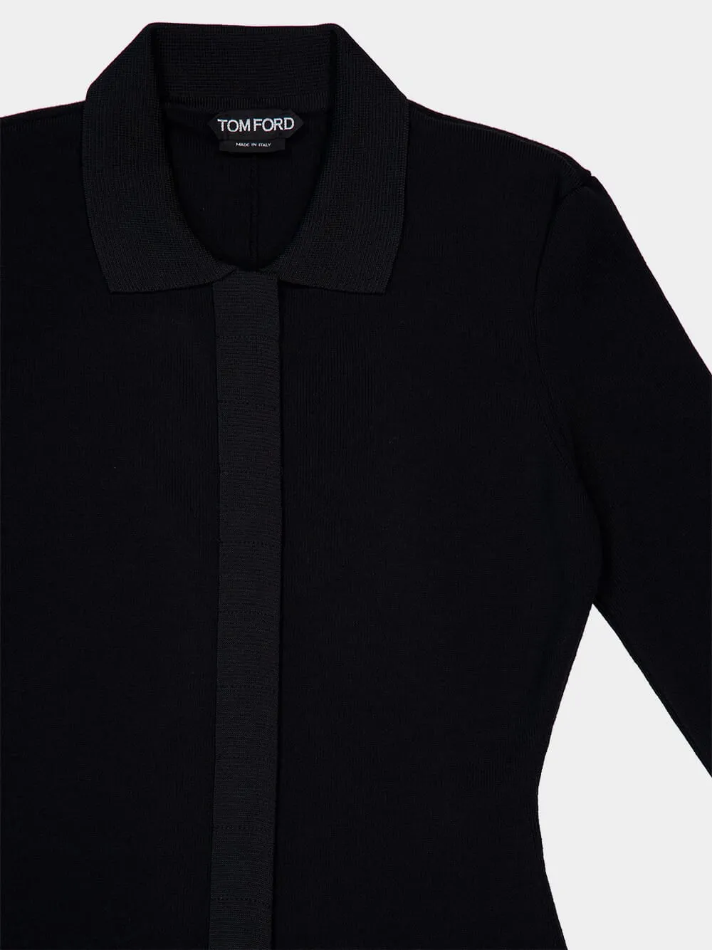 Black Full Needle Stretch Wool Polo Maxi Dress sold by Fashion Clinic product image thumbnail 5