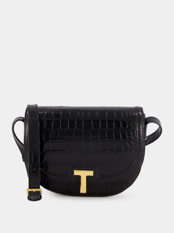 Black Crocodile Leather Wallis Crossbody Bag made by Tom Ford