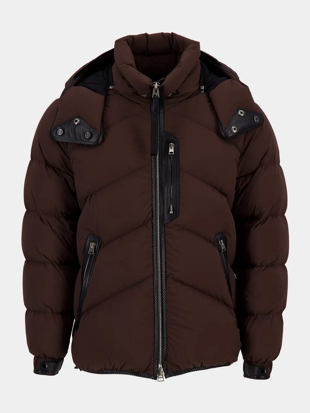 Chocolate Brown Light Nylon Down Jacket sold by Fashion Clinic product image thumbnail 2