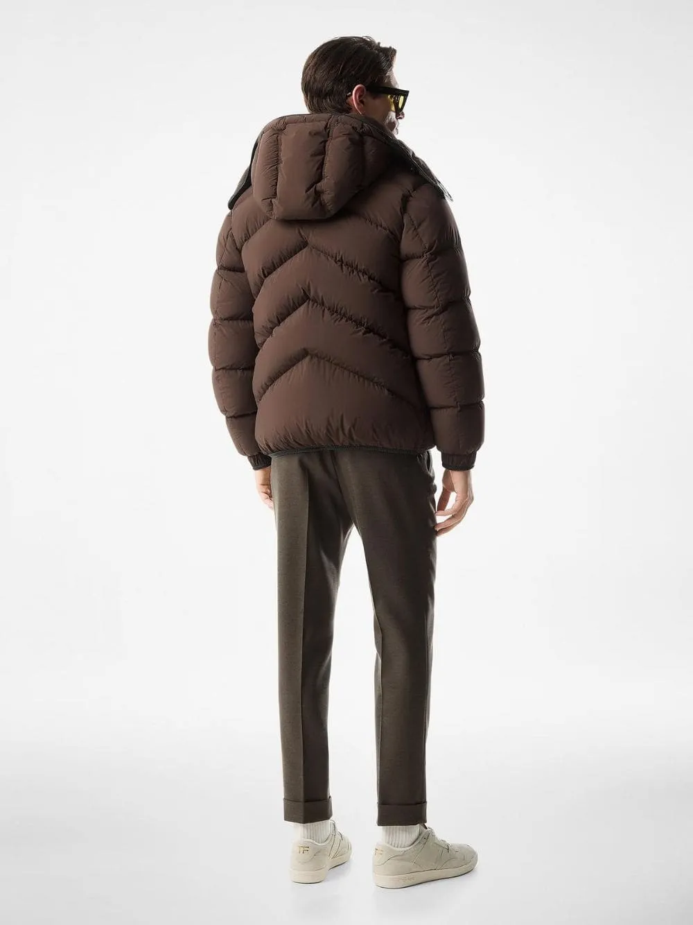 Chocolate Brown Light Nylon Down Jacket sold by Fashion Clinic product image thumbnail 4