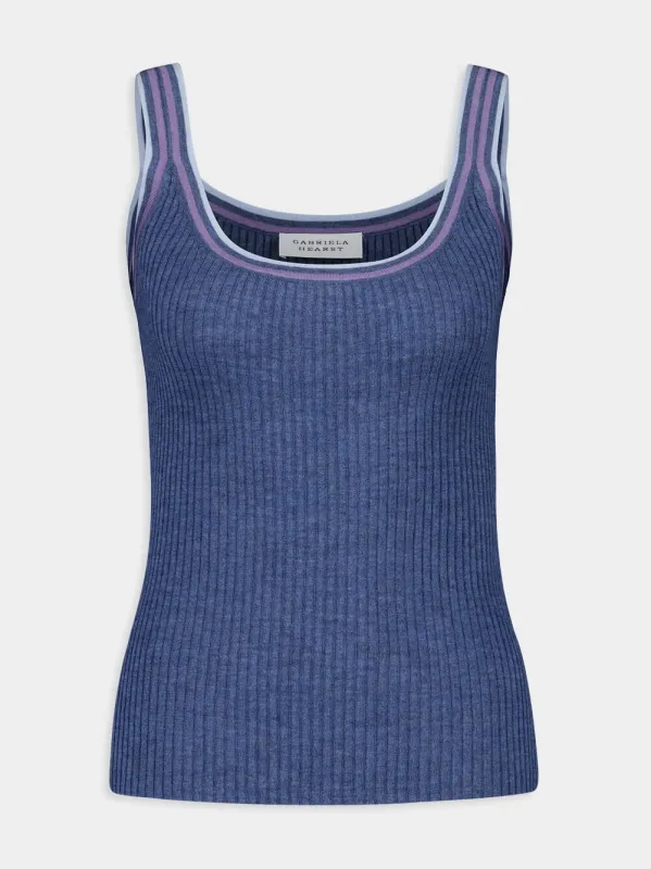 Denim Blue Chen Tank Top sold by Fashion Clinic