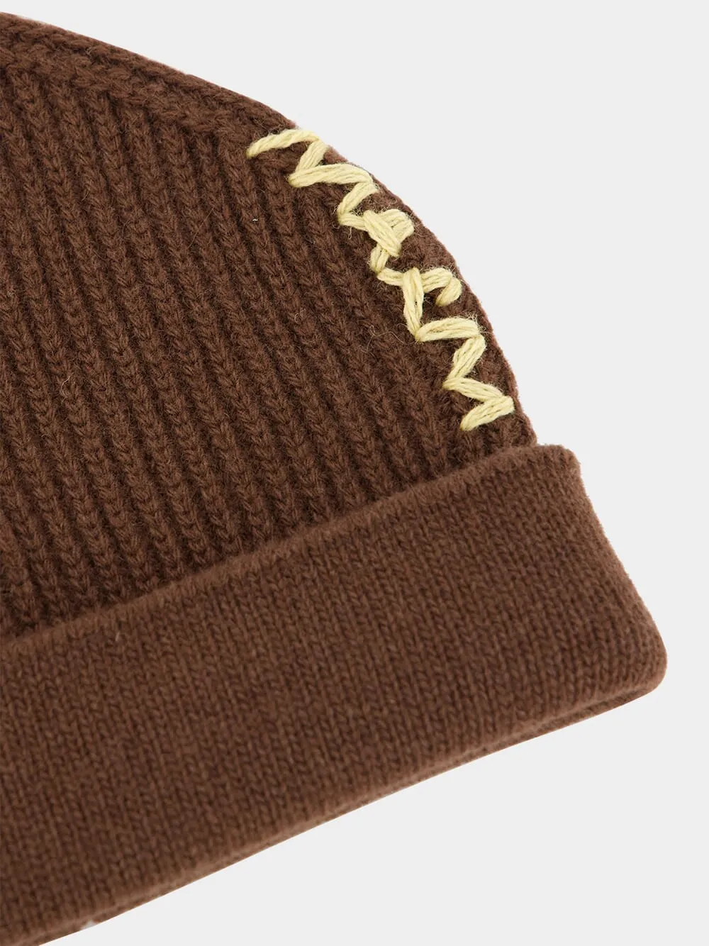 Brown Virgin Wool Beanie sold by Fashion Clinic product image thumbnail 3