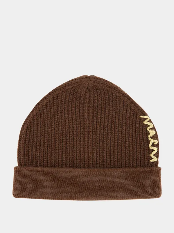 Brown Virgin Wool Beanie sold by Fashion Clinic