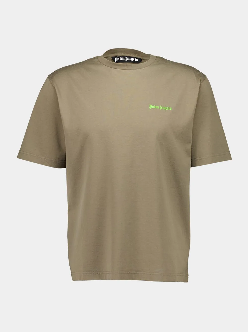 Khaki Embroidered Logo Cotton T-Shirt sold by Fashion Clinic