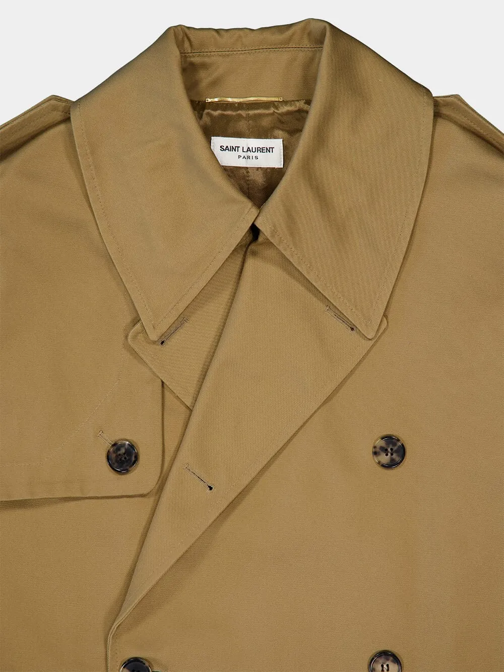 Beige Cotton Serge Oversized Trench Coat sold by Fashion Clinic product image thumbnail 4