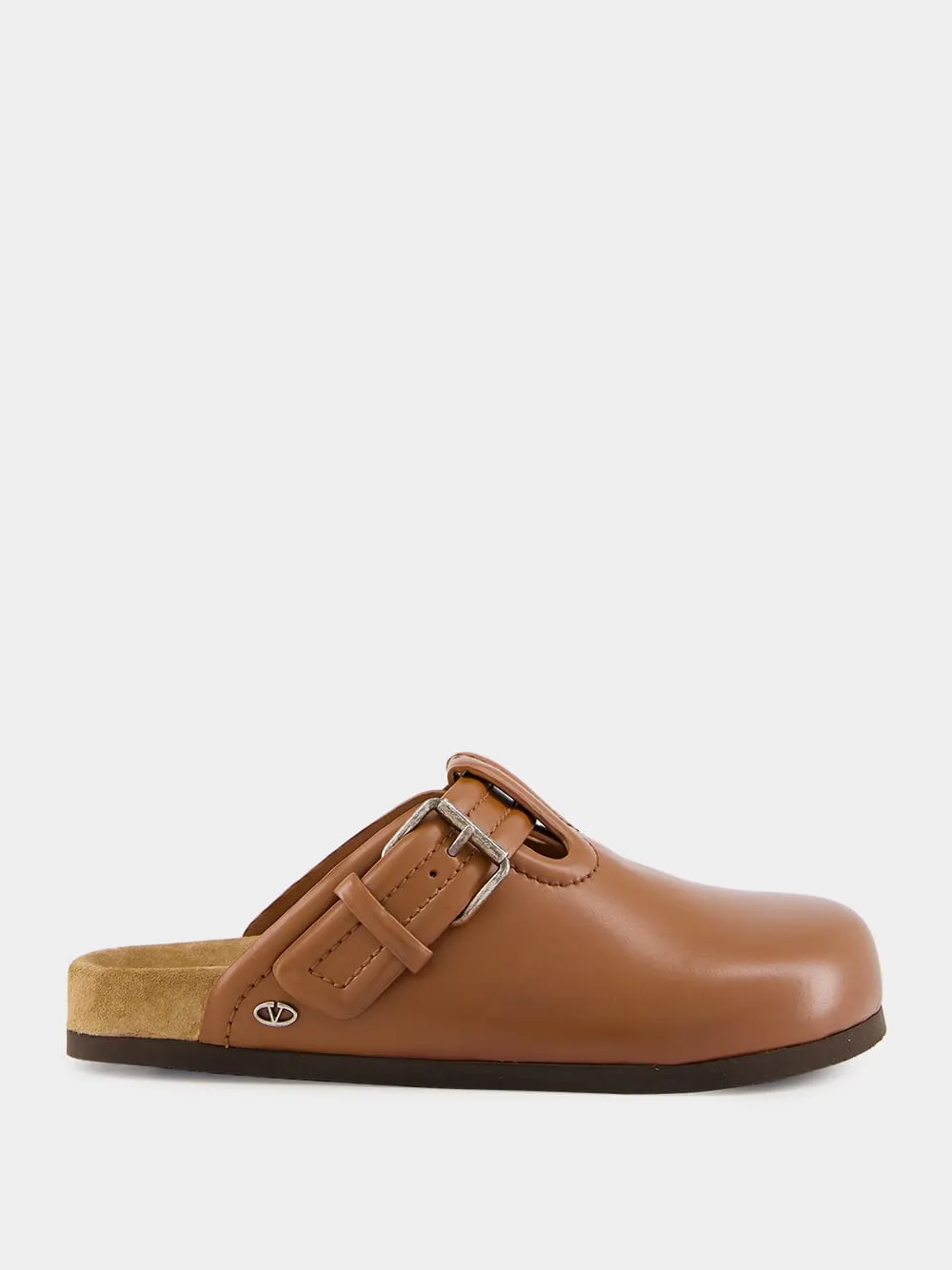 Tobacco Calfskin Leather Sabot sold by Fashion Clinic