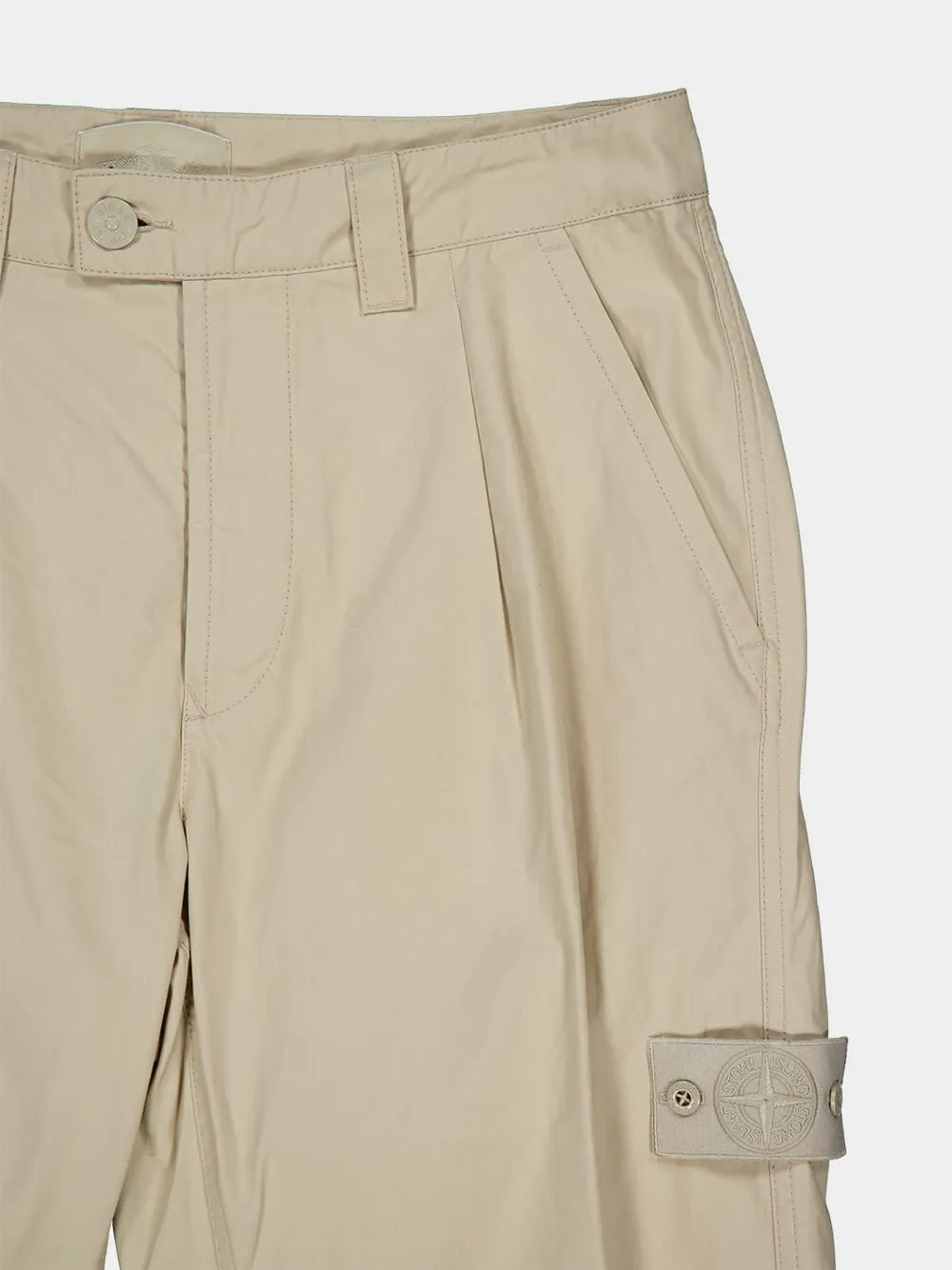 Cream Tapered Cotton Trousers sold by Fashion Clinic product image thumbnail 3