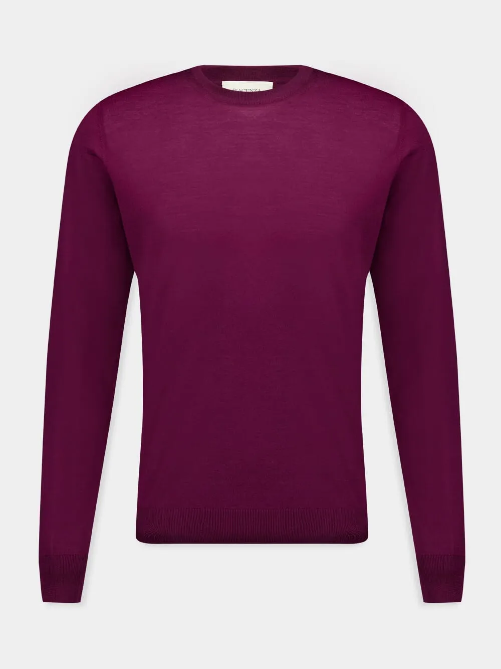 Burgundy fine merino wool crewneck sold by Fashion Clinic