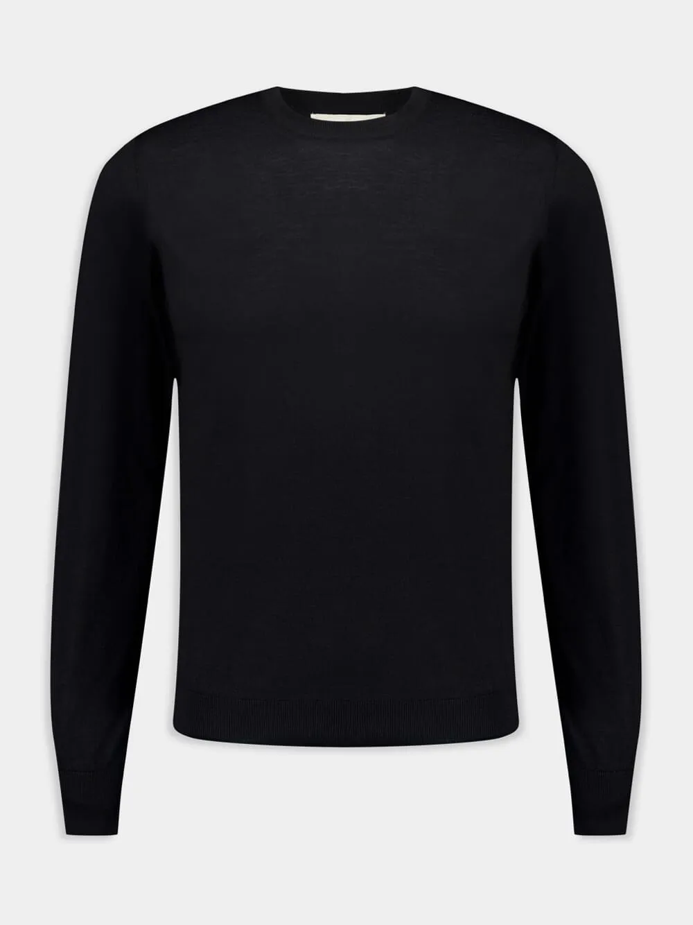 Black Lightweight merino wool crewneck sold by Fashion Clinic