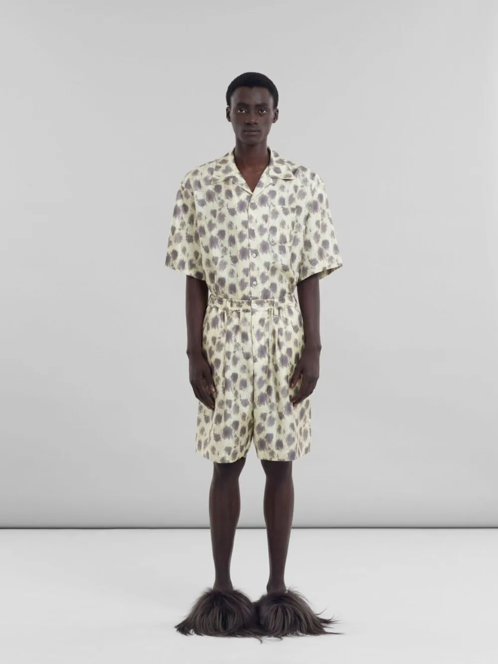 Crayon Leopard Prints Silk Bowling Shirt sold by Fashion Clinic