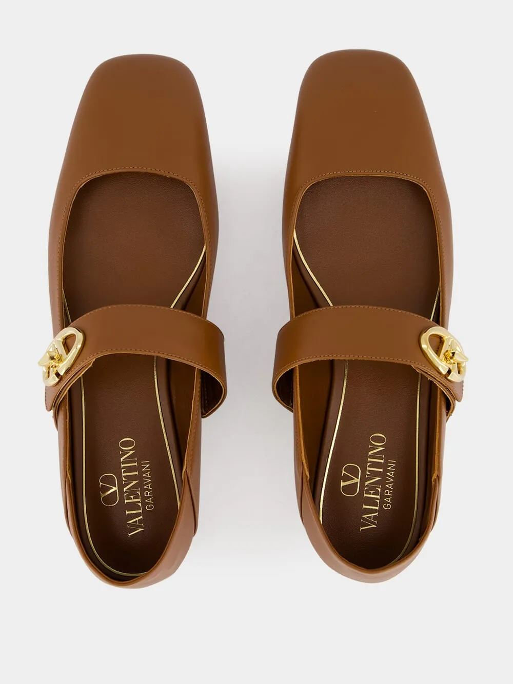 Tobacco VLogo Locker Mary Jane Ballerina Flats sold by Fashion Clinic product image thumbnail 4