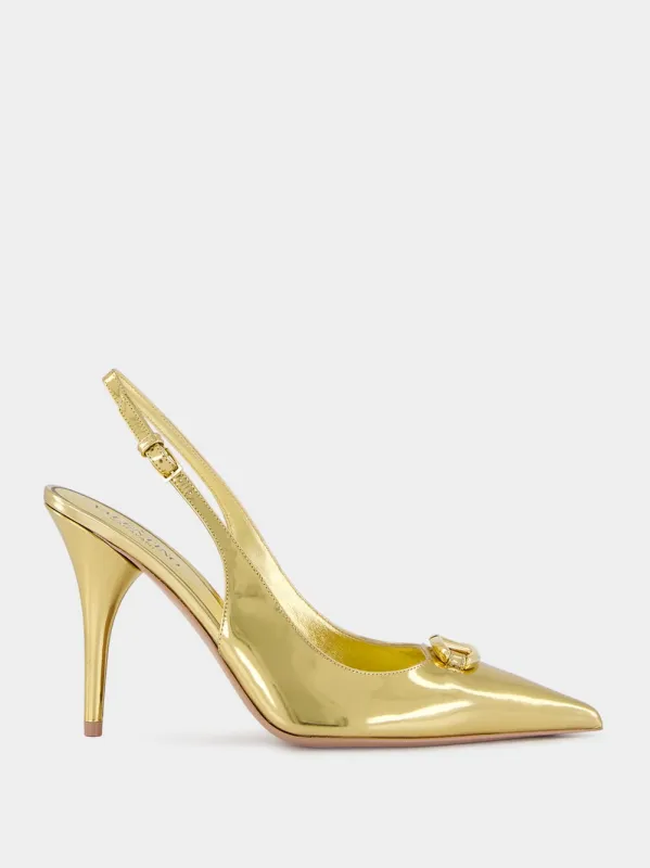 VLogo Signature Leather Slingback Pumps sold by Fashion Clinic