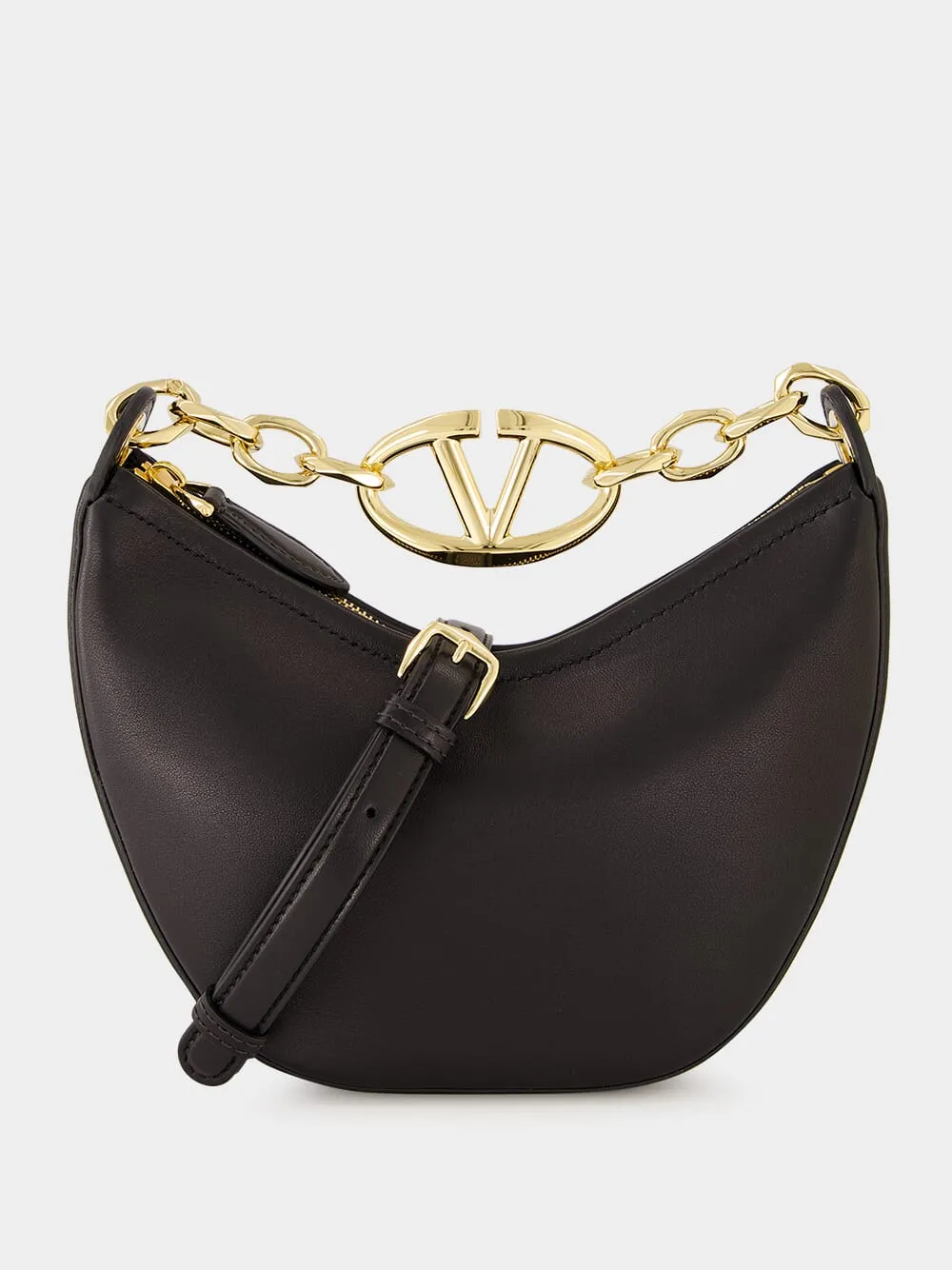 Black Mini VLogo Moon Hobo Bag sold by Fashion Clinic
