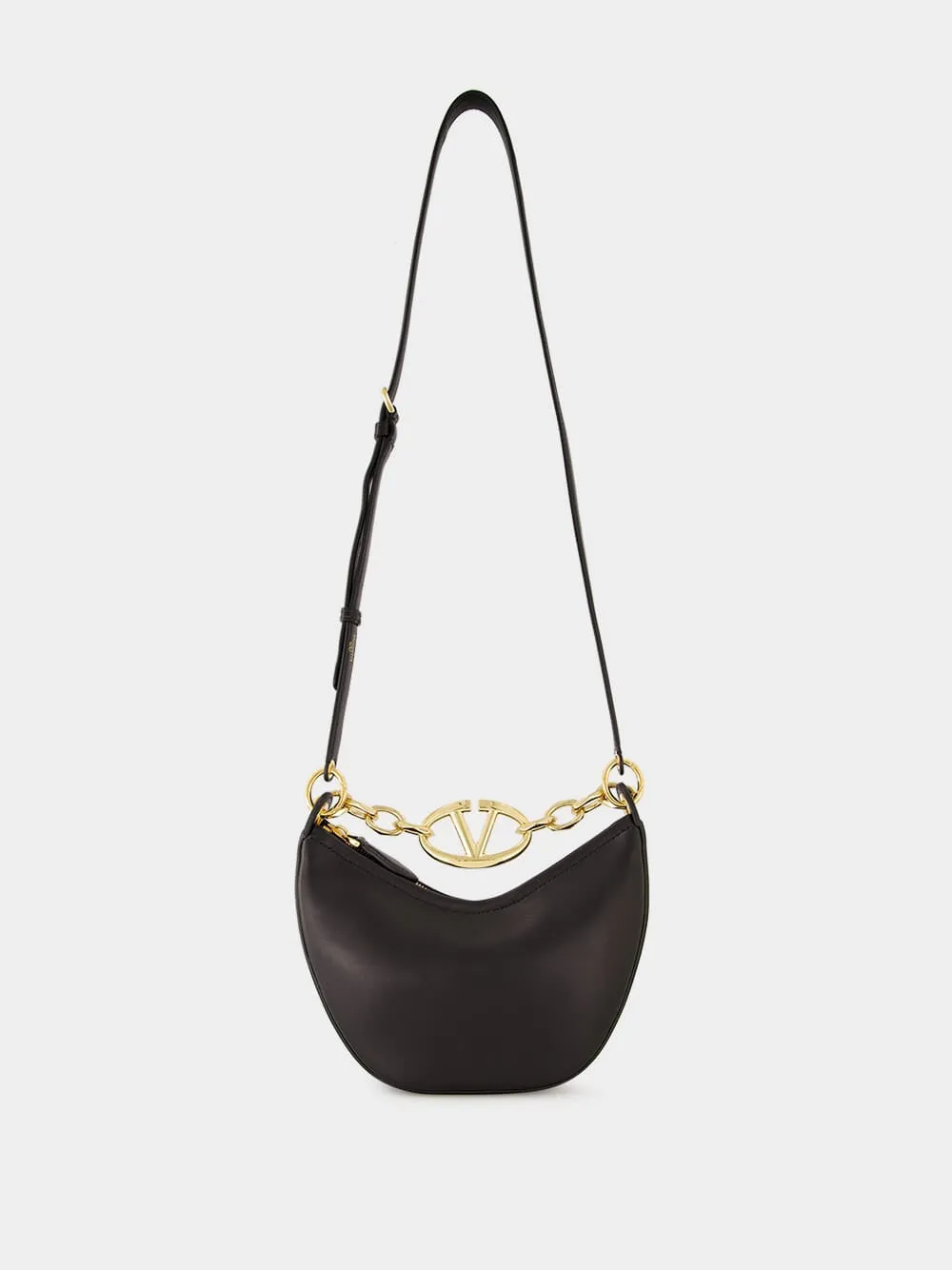 Black Mini VLogo Moon Hobo Bag sold by Fashion Clinic product image thumbnail 3