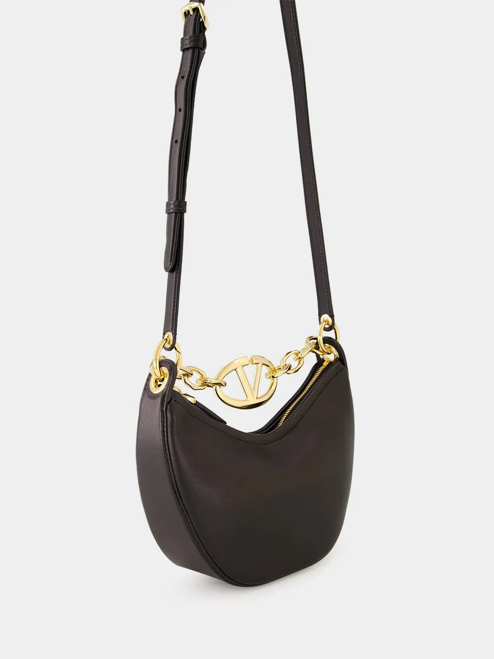 Black Mini VLogo Moon Hobo Bag sold by Fashion Clinic product image thumbnail 4