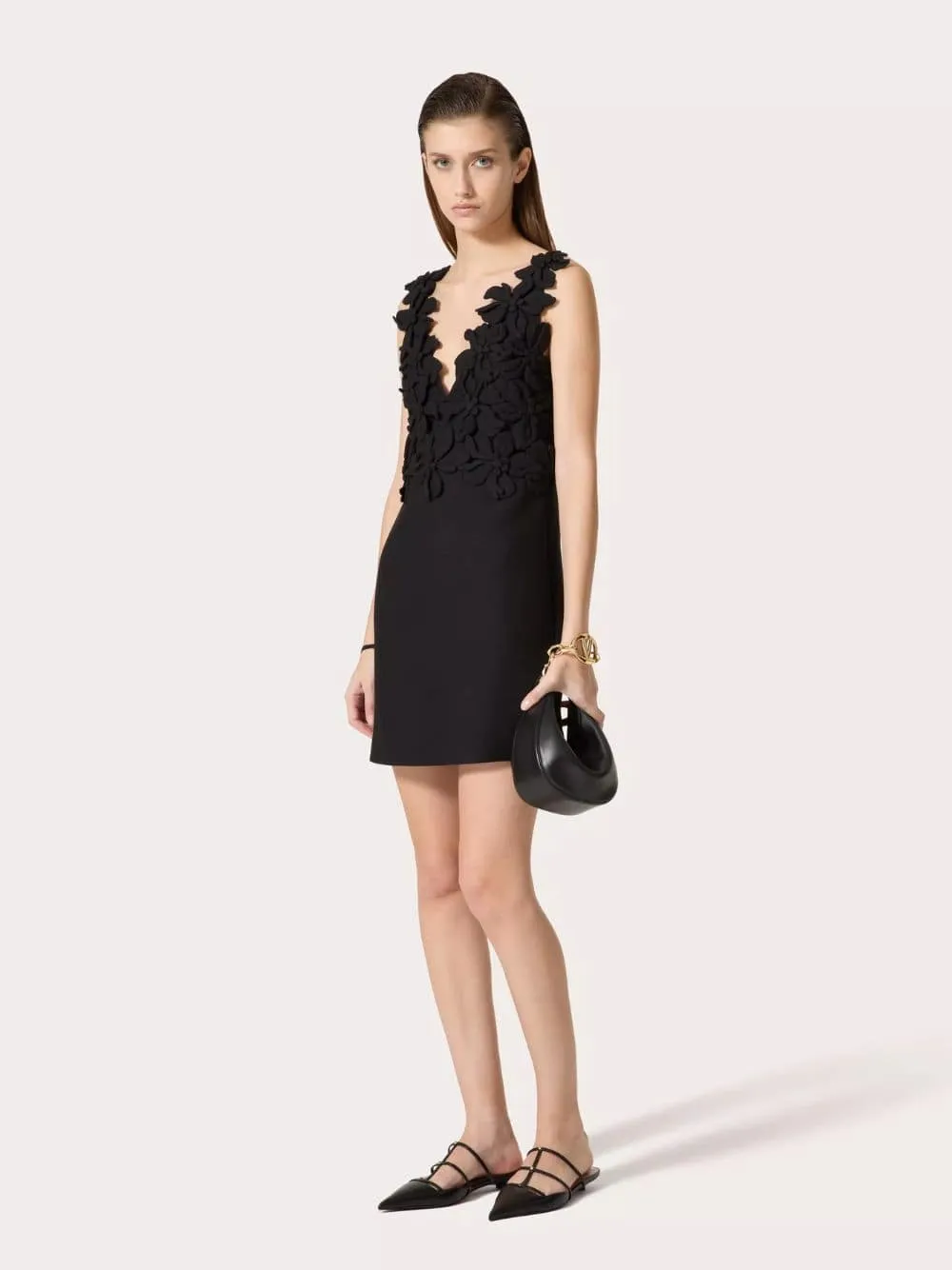 Black Mini VLogo Moon Hobo Bag sold by Fashion Clinic product image thumbnail 2