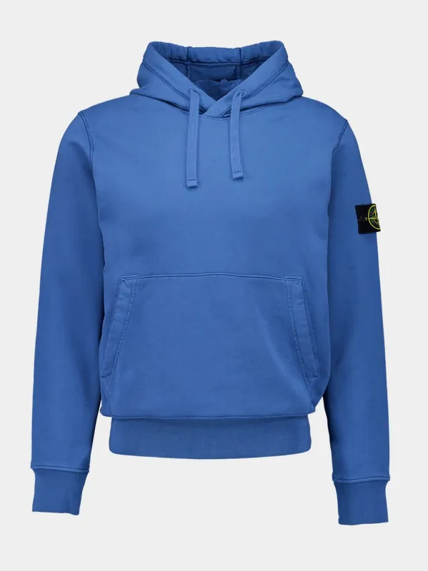 Avio Blue Hooded Sweatshirt with Pouch Pocket sold by Fashion Clinic