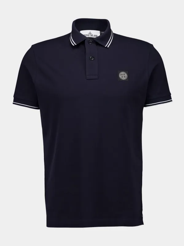 Navy Blue Slim Fit Short Sleeve Polo Shirt sold by Fashion Clinic