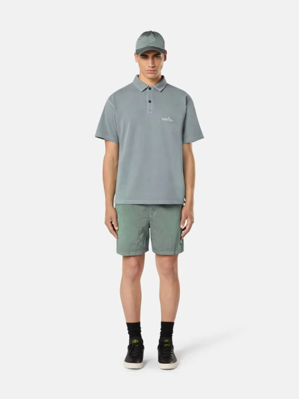 Grey Logo Embroidery Polo Shirt sold by Fashion Clinic product image thumbnail 2