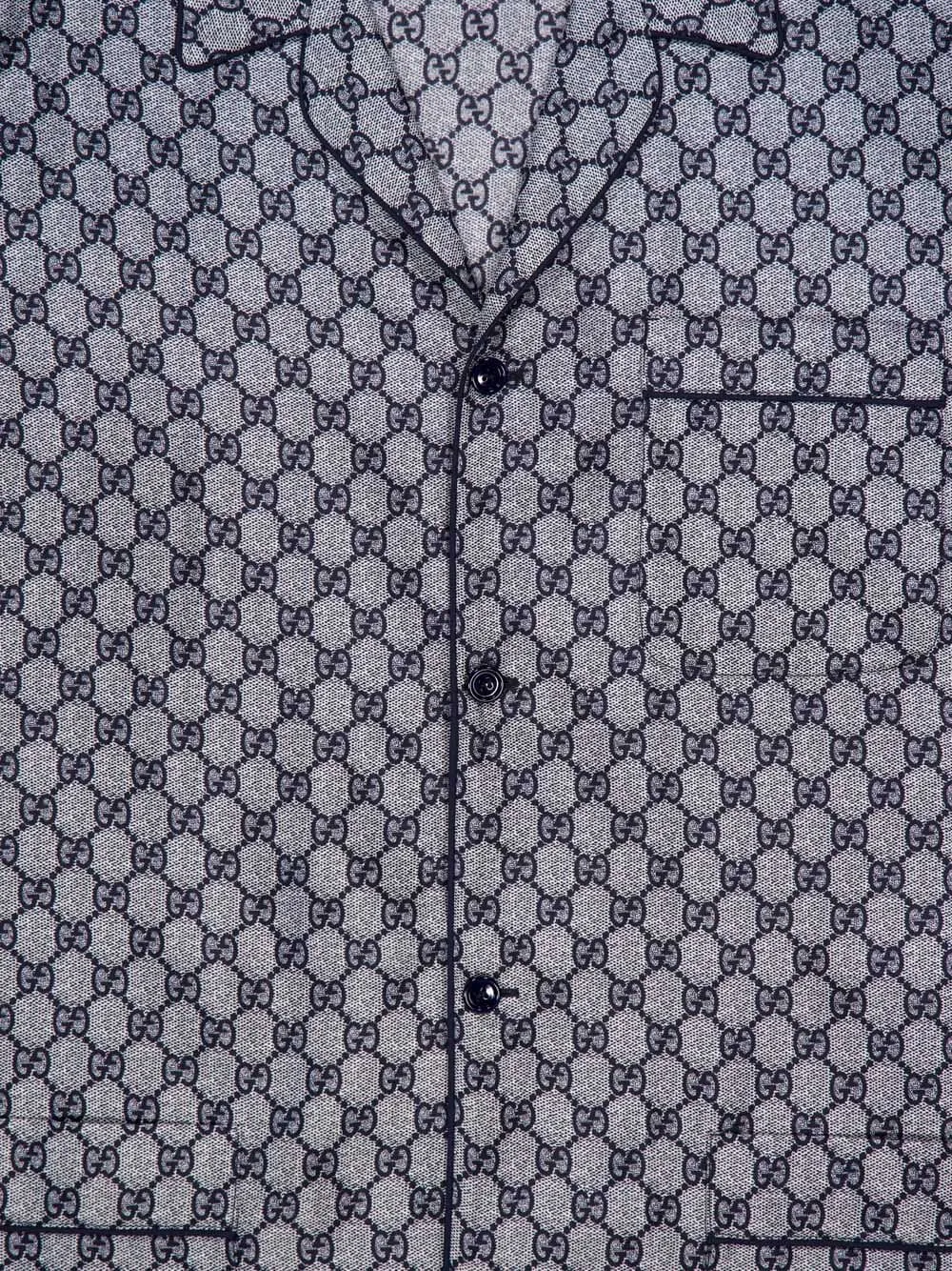 Navy GG Print Silk Shirt sold by Fashion Clinic product image thumbnail 2