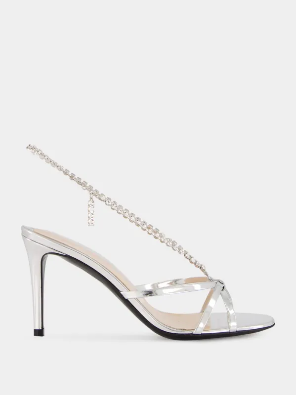 Silver Metallic Leather Sandal sold by Fashion Clinic