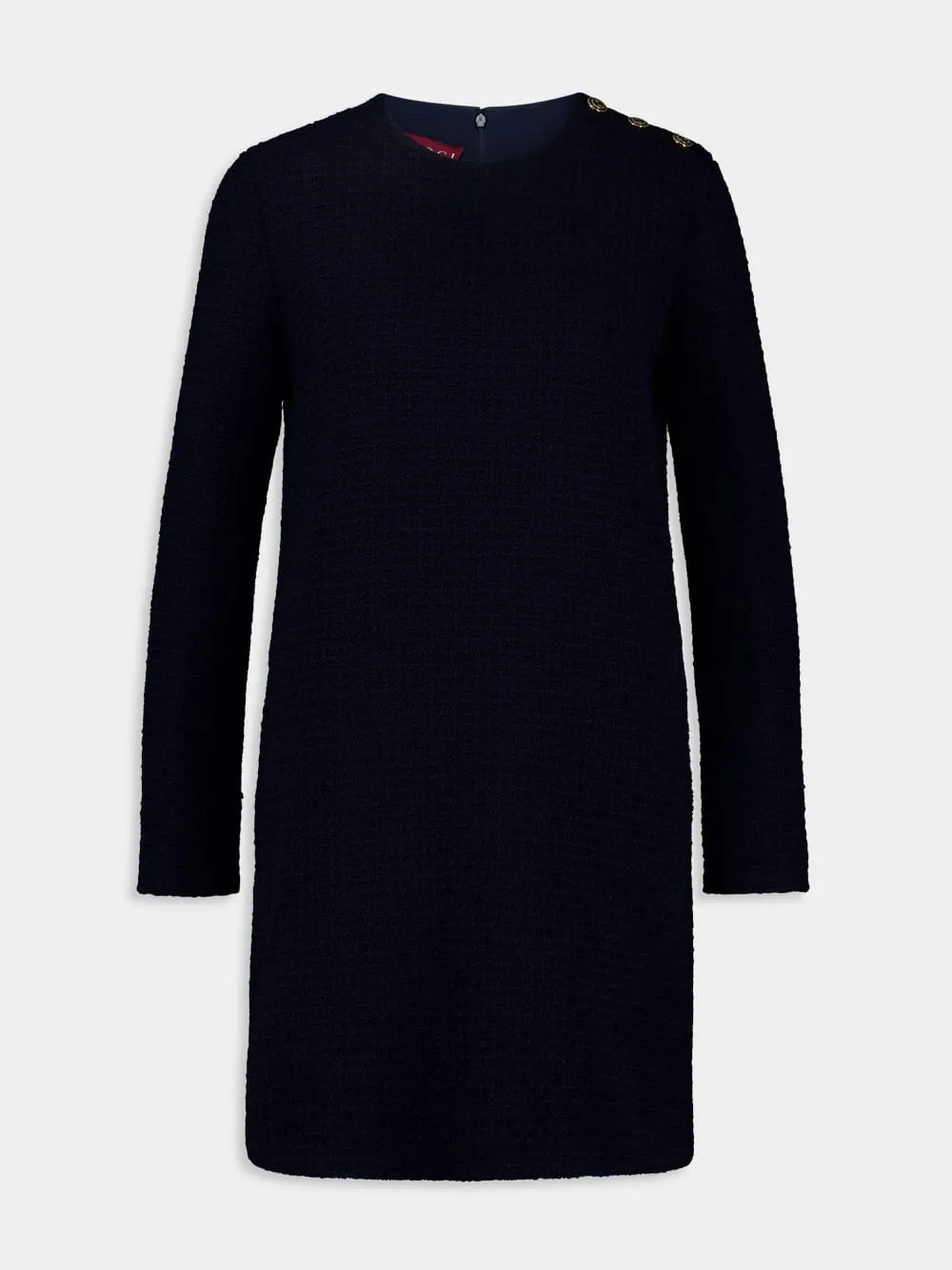 Dark Blue Bouclé Wool Dress sold by Fashion Clinic