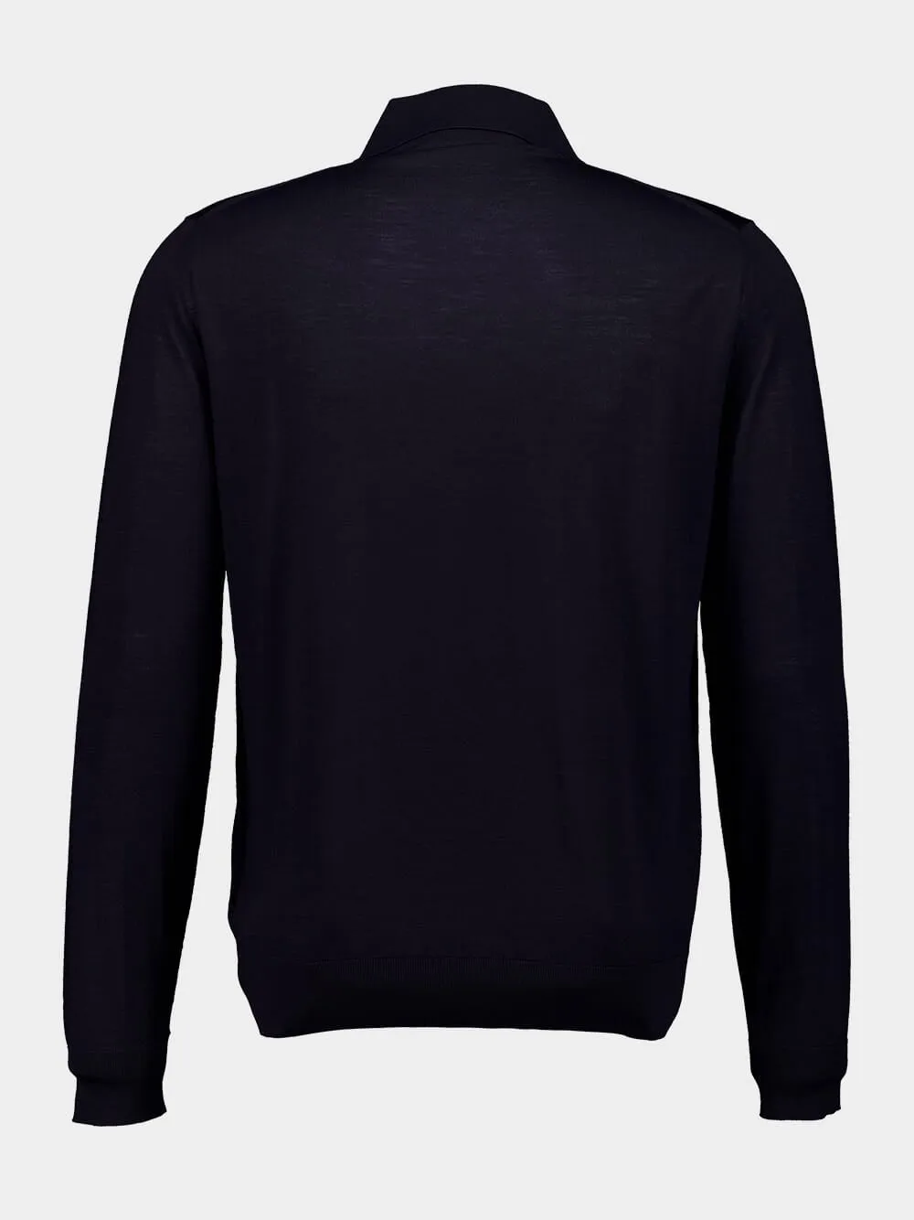 Blue Superfine Wool Polo Shirt sold by Fashion Clinic product image thumbnail 3