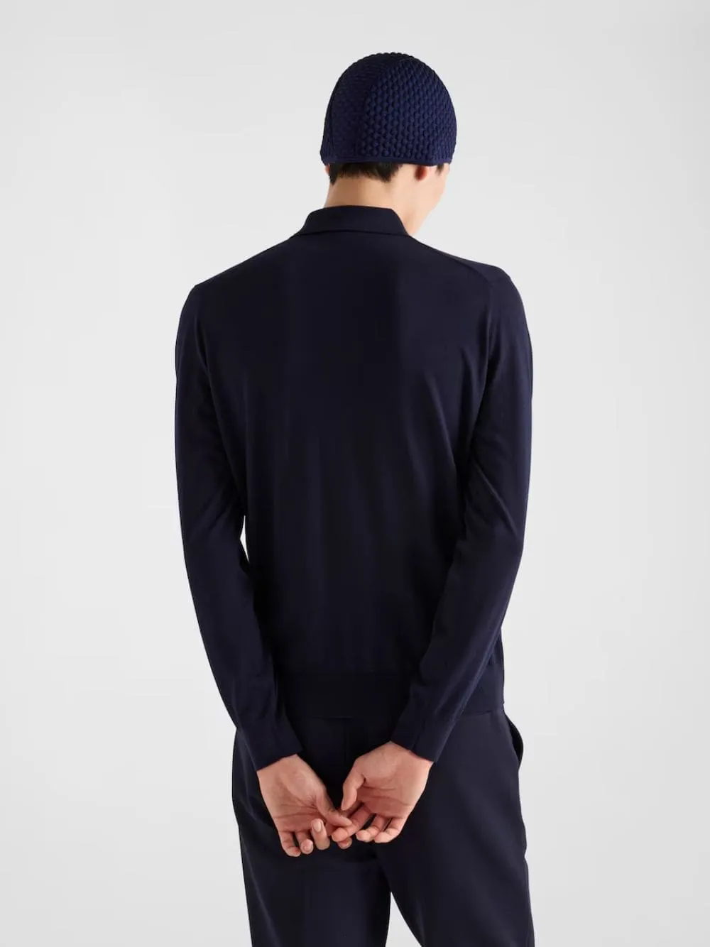 Blue Superfine Wool Polo Shirt sold by Fashion Clinic product image thumbnail 4