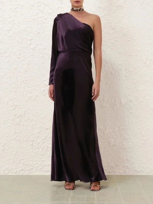 Illustration Asymmetric Velvet Gown made by Zimmermann