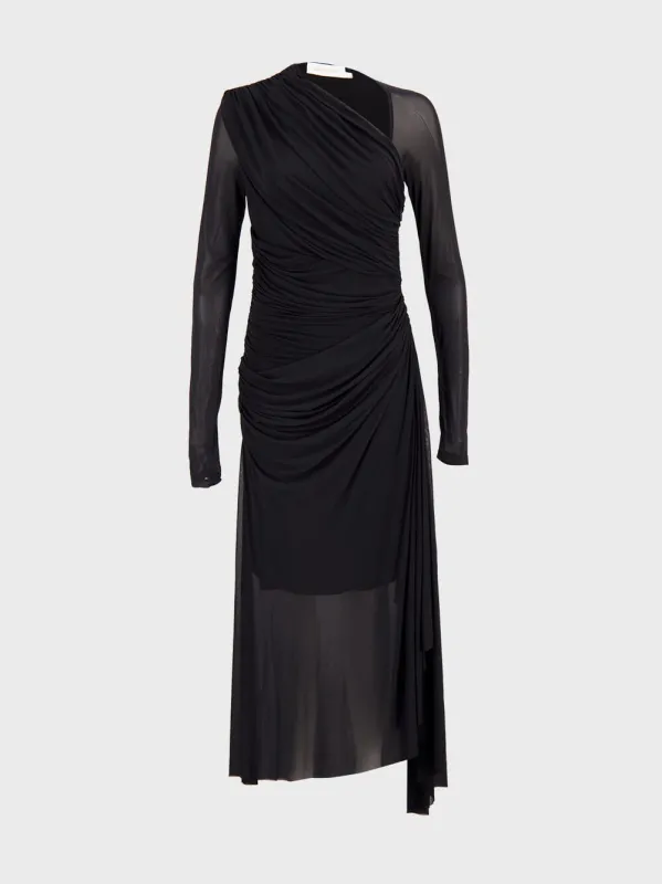 Black Illustration Gathered Dress sold by Fashion Clinic