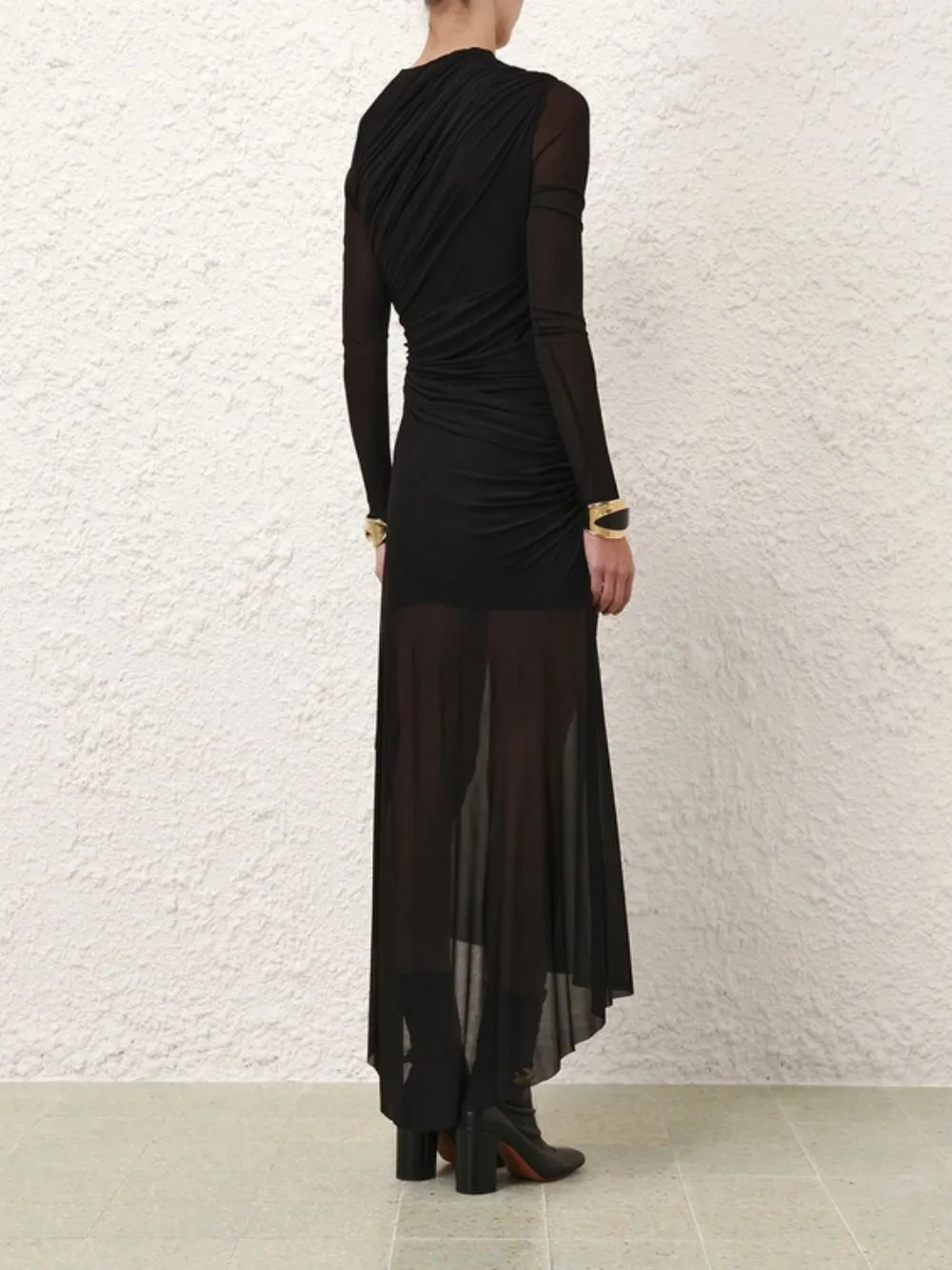 Black Illustration Gathered Dress sold by Fashion Clinic product image thumbnail 4