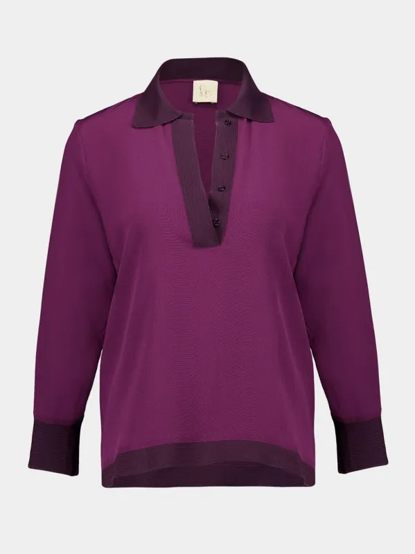 Diane Italian Plum Silk Blouse made by Fashion Clinic