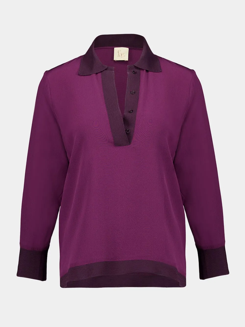 Diane Italian Plum Silk Blouse sold by Fashion Clinic