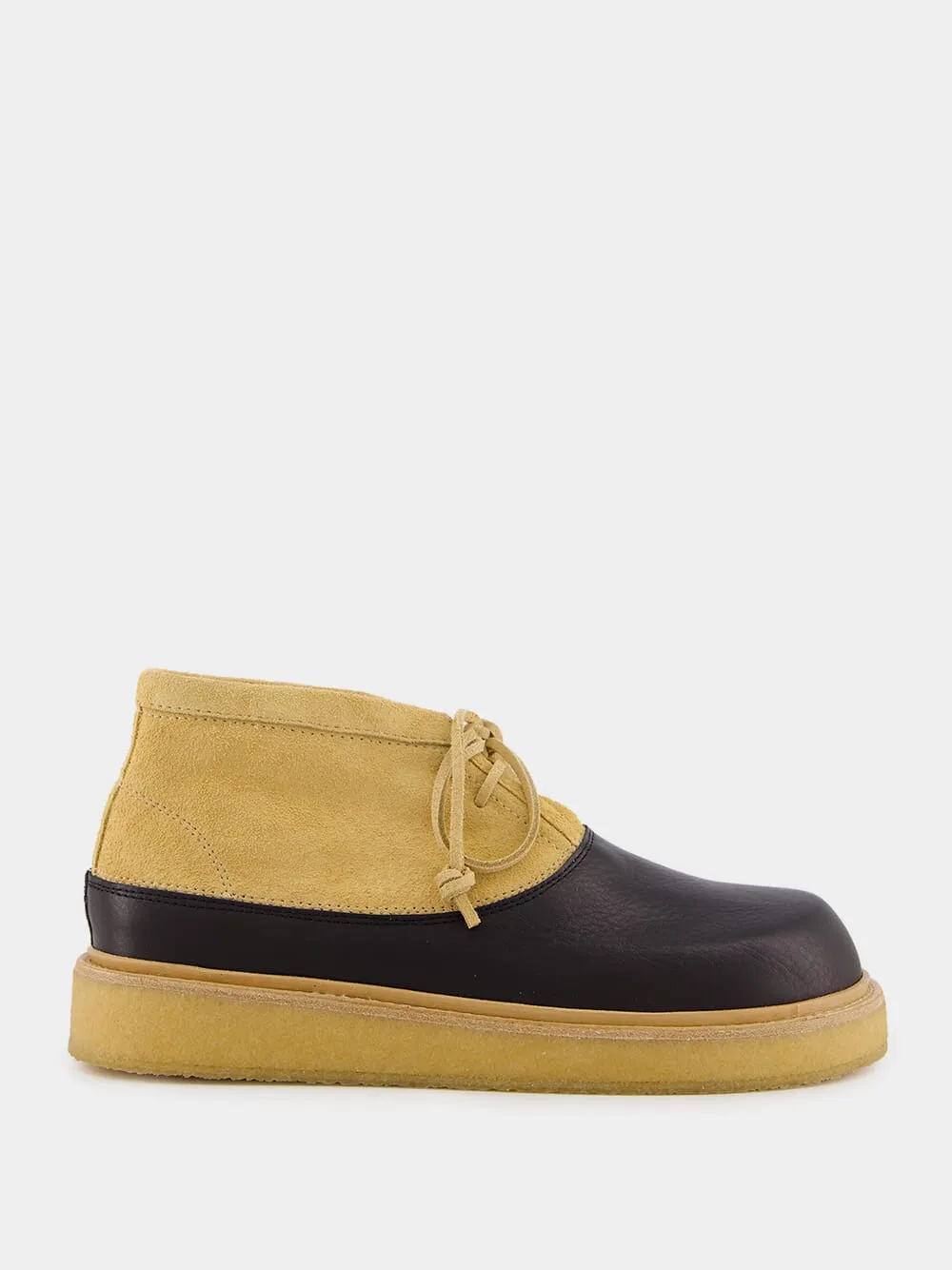 Black and Beige Leather Desert Boot sold by Fashion Clinic