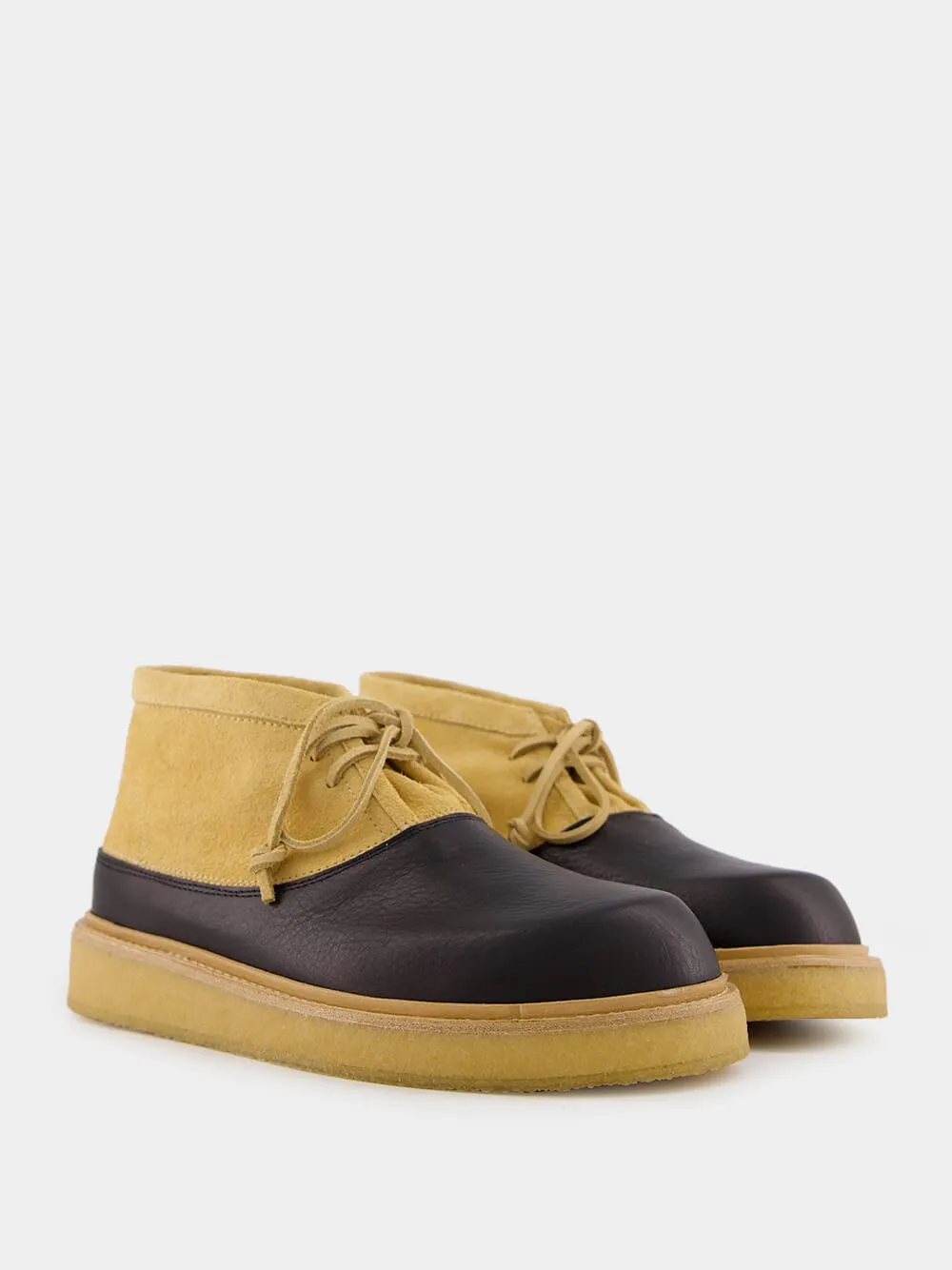 Black and Beige Leather Desert Boot sold by Fashion Clinic product image thumbnail 3