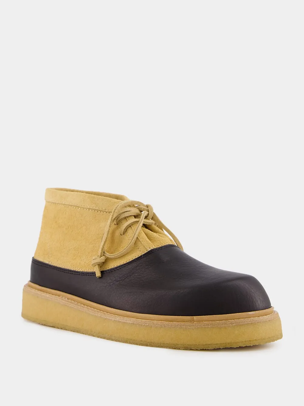 Black and Beige Leather Desert Boot sold by Fashion Clinic product image thumbnail 2