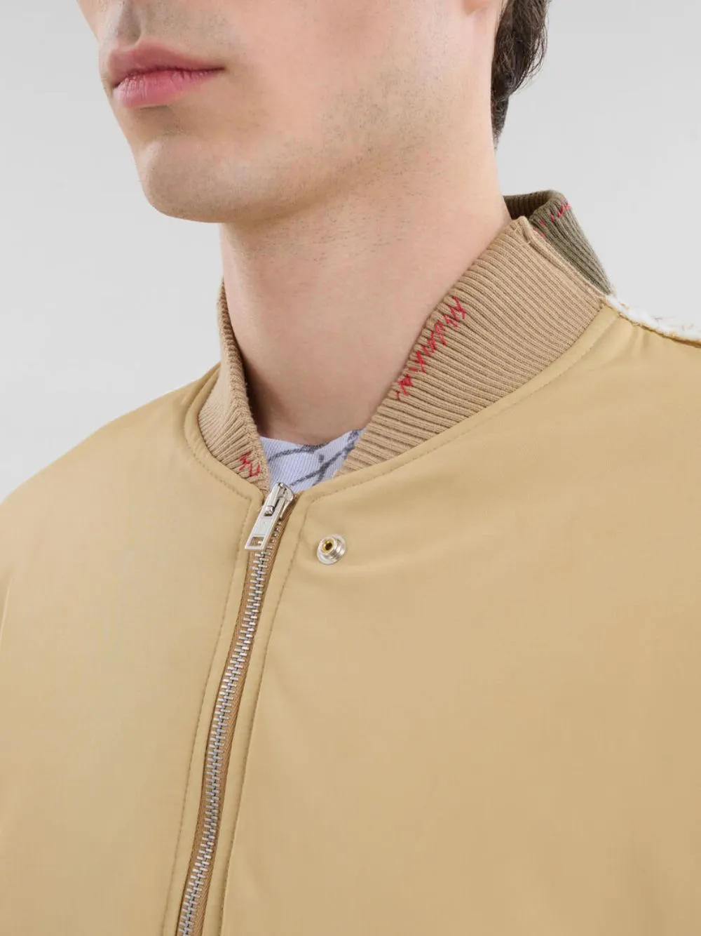 Beige Twill Bomber Jacket with Contrast Back sold by Fashion Clinic product image thumbnail 5