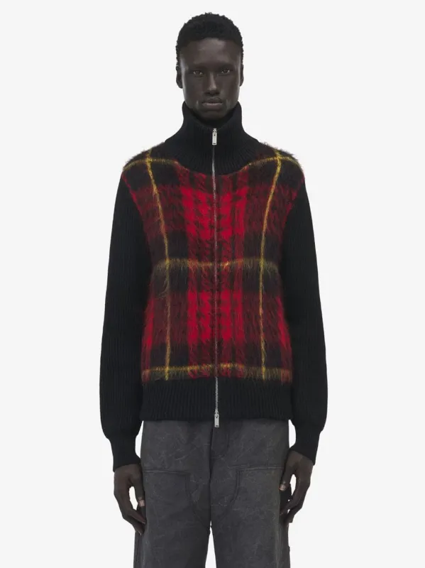 Tartan Zipped Knitted Cardigan sold by Fashion Clinic