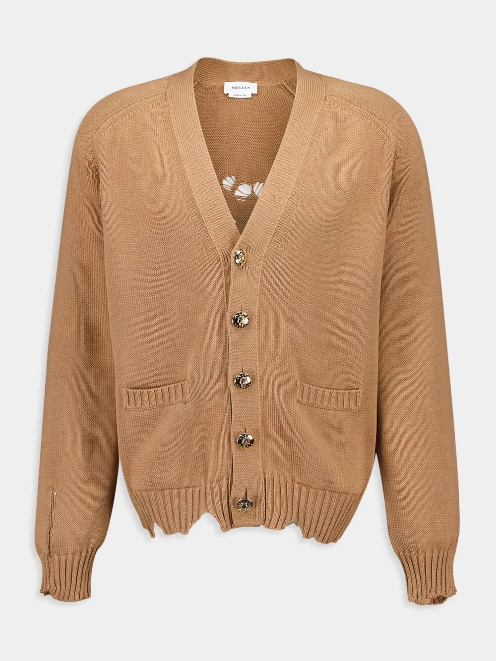 Distressed Skull Knitted Cardigan sold by Fashion Clinic product image thumbnail 2