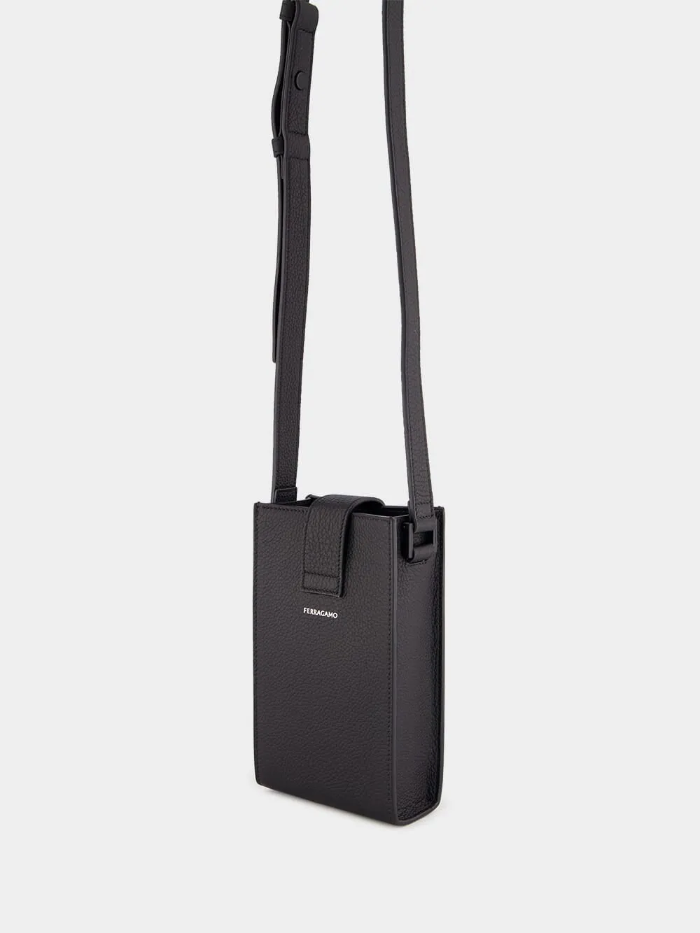 Gancini-buckle Black Leather Crossbody Bag sold by Fashion Clinic product image thumbnail 5