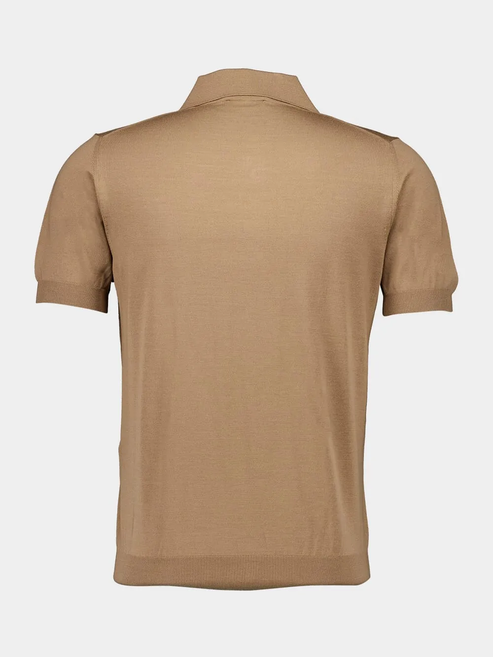 Light Brown Wool Polo Shirt sold by Fashion Clinic product image thumbnail 3