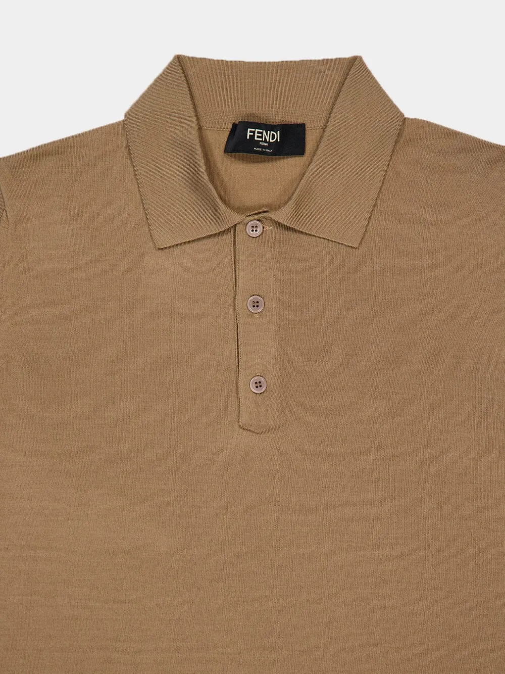Light Brown Wool Polo Shirt sold by Fashion Clinic product image thumbnail 4